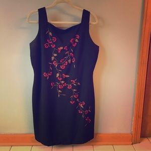 Black floral midi dress